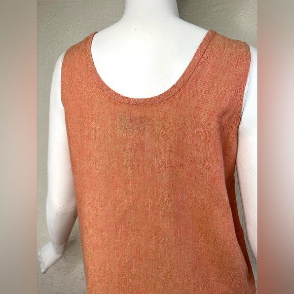 Flax by Jeanne Engelhart VTG Linen Sleeveless Midi Maxi Tank Dress Coral Orange - Picture 8 of 11